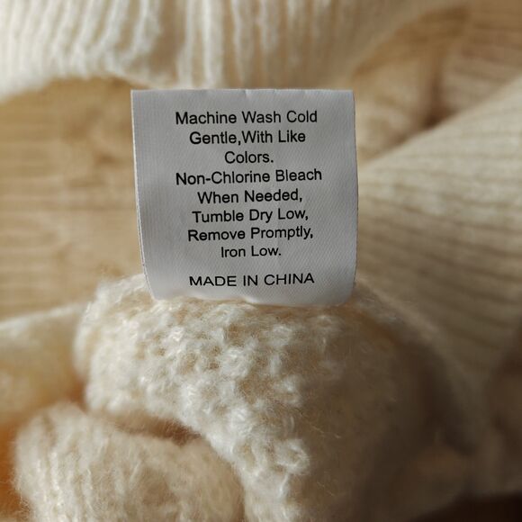 Mens Fisherman Chunky Cable Knit Sweater Size S Cream Thick Machine Washable - Picture 6 of 6